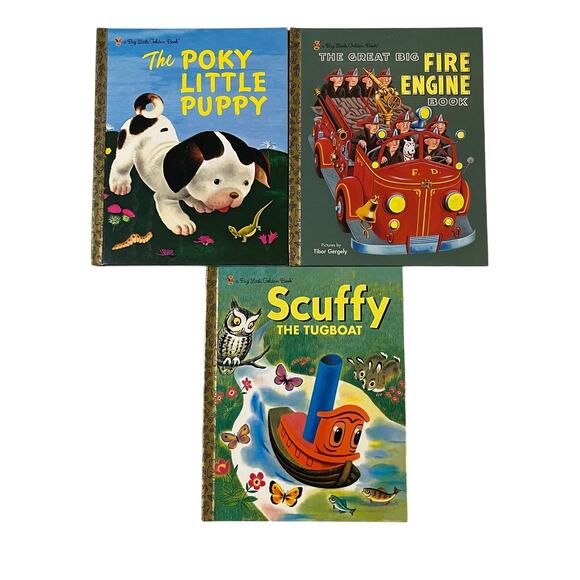 A Little Golden Book Collection Scuffy Pokky Little Puppy & Fire Engine 03 Books - Picture 1 of 3
